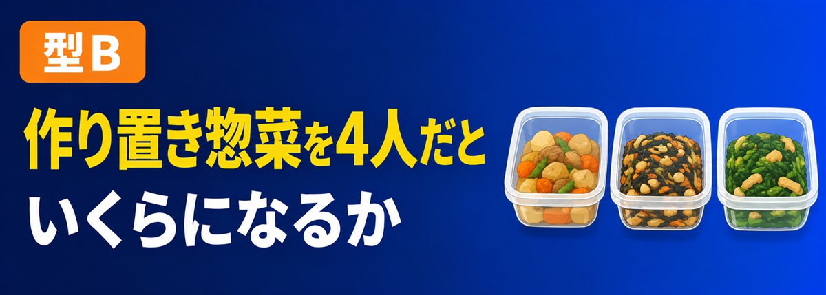 型B。作り置き惣菜を家族4人だといくらになるか