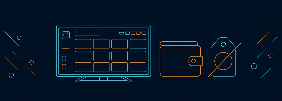 Fire TV Stickで無料で見れるもの一覧を表すテレビと財布のイラスト