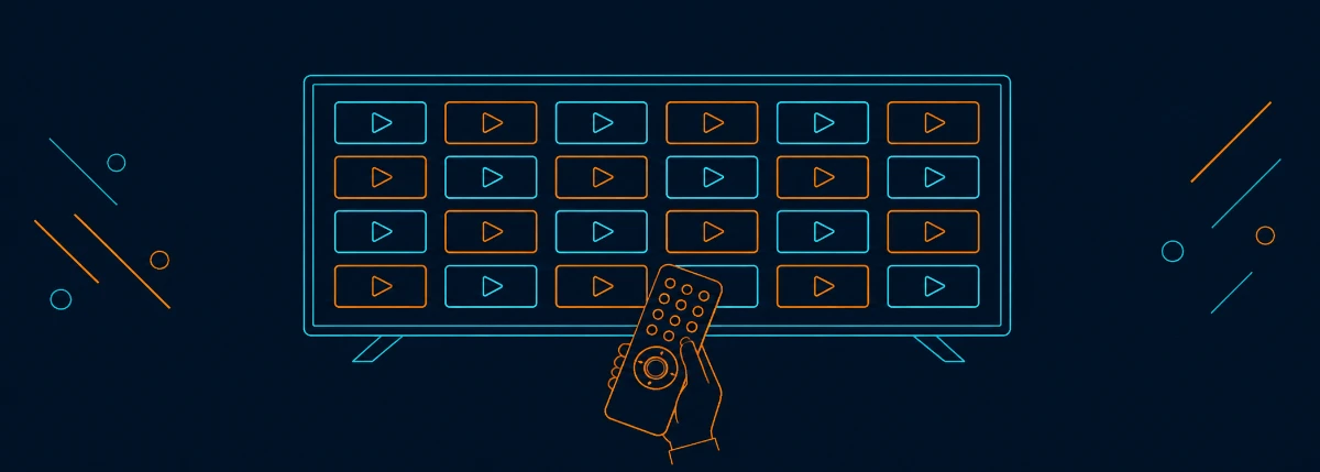 Fire TV Stickで無料で見れる動画アプリが並ぶテレビ画面のイラスト