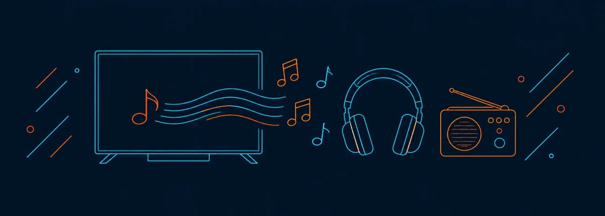Fire TV Stickで音楽やラジオを無料で聴くイメージのイラスト