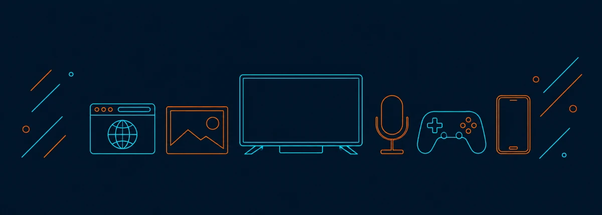 Fire TV Stickの動画以外の無料機能(ブラウザ・写真・Alexa・ゲーム・ミラーリング)のイラスト