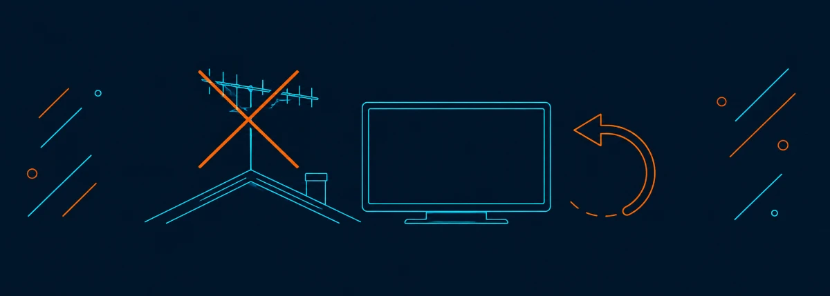Fire TV Stickでは地上波が見られないことを表すアンテナとテレビのイラスト