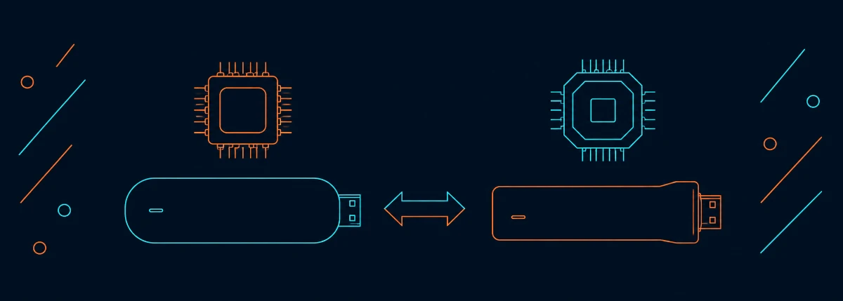 Fire TV Stickの機種とOSの違いを表す2本のスティックのイラスト