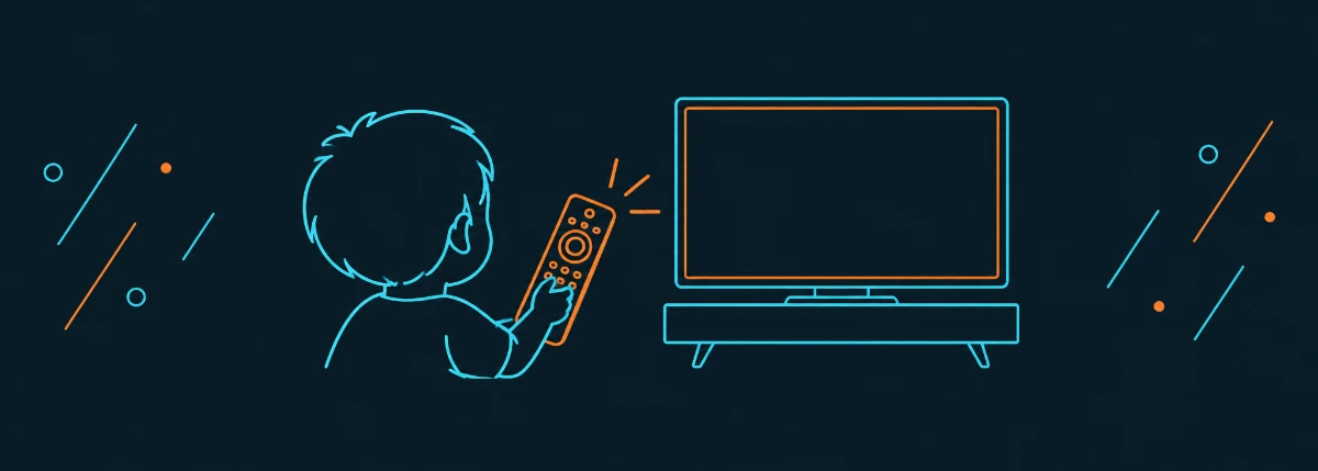 子どもがテレビのリモコンを握っているイラスト